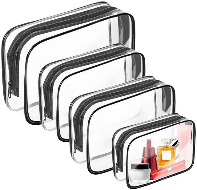 Main image of Clear Makeup Bag,Portable Travel Toiletry Bags with Zipper, TSA Approved Clear Organizer Bags, PVC Cosmetic Pouch for Airport Airline Compliant