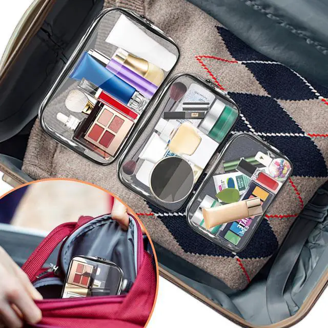 Alt view image 7 of 7 - Clear Makeup Bag,Portable Travel Toiletry Bags with Zipper, TSA Approved Clear Organizer Bags, PVC Cosmetic Pouch for Airport Airline Compliant
