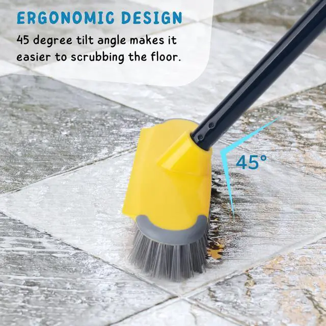 Alt view image 4 of 7 - Deck Brush with Long Handle, Floor Scrub Broom for Shower, 50'' Outdoor Scrubber for Carpet, Boat, Patio, Garage, Concrete Cleaning