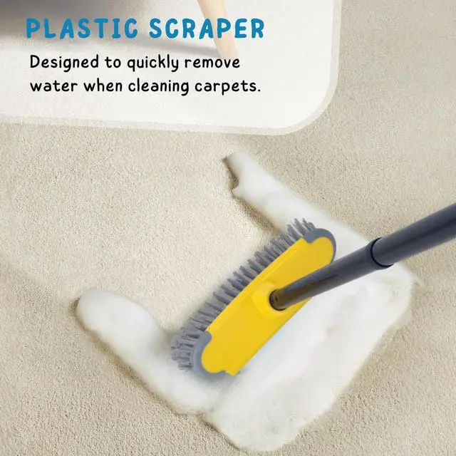 Alt view image 5 of 7 - Deck Brush with Long Handle, Floor Scrub Broom for Shower, 50'' Outdoor Scrubber for Carpet, Boat, Patio, Garage, Concrete Cleaning