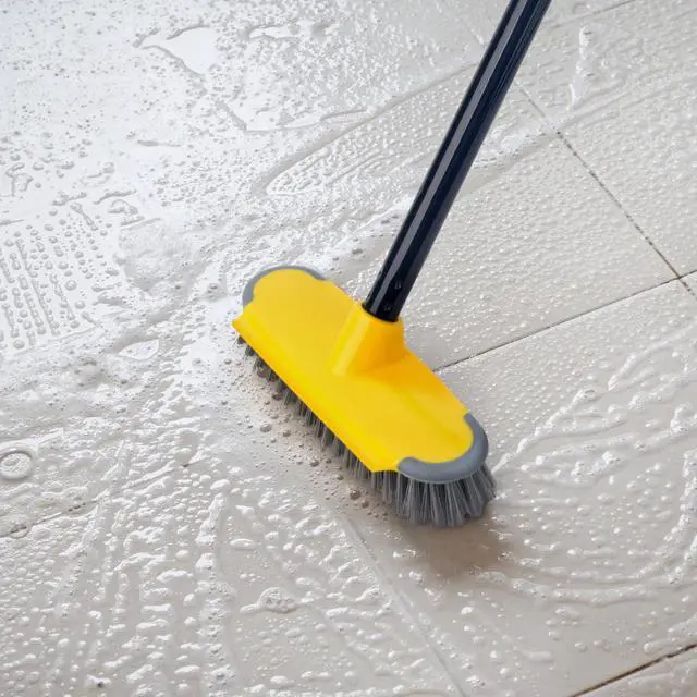 Alt view image 7 of 7 - Deck Brush with Long Handle, Floor Scrub Broom for Shower, 50'' Outdoor Scrubber for Carpet, Boat, Patio, Garage, Concrete Cleaning
