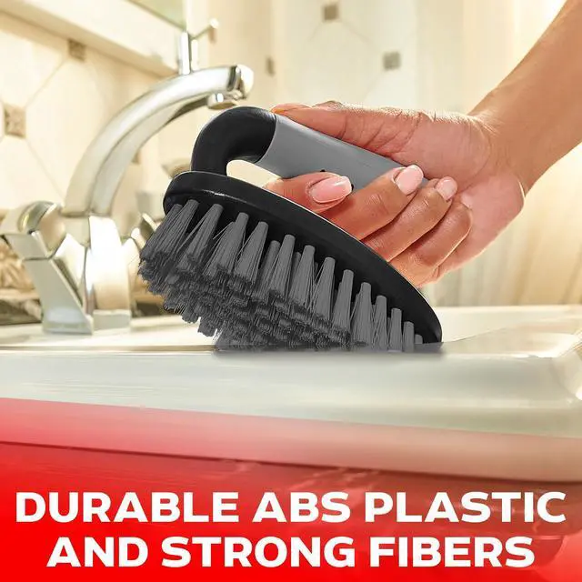 Alt view image 3 of 7 - Scrub Brush Set of 3pcs - Cleaning Shower Scrubber with Ergonomic Handle and Durable Bristles - Grout Cleaner Brush - Scrub Brushes for Cleaning Bathroom/Shower/Tile/Kitchen/Floor/Bathtub/Carpet