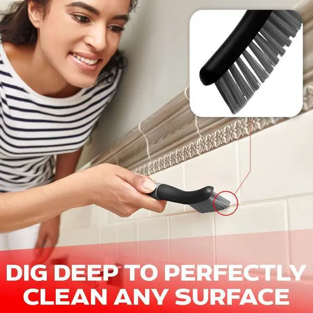 Alt view image 5 of 7 - Scrub Brush Set of 3pcs - Cleaning Shower Scrubber with Ergonomic Handle and Durable Bristles - Grout Cleaner Brush - Scrub Brushes for Cleaning Bathroom/Shower/Tile/Kitchen/Floor/Bathtub/Carpet