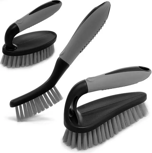 Main image of Scrub Brush Set of 3pcs - Cleaning Shower Scrubber with Ergonomic Handle and Durable Bristles - Grout Cleaner Brush - Scrub Brushes for Cleaning Bathroom/Shower/Tile/Kitchen/Floor/Bathtub/Carpet