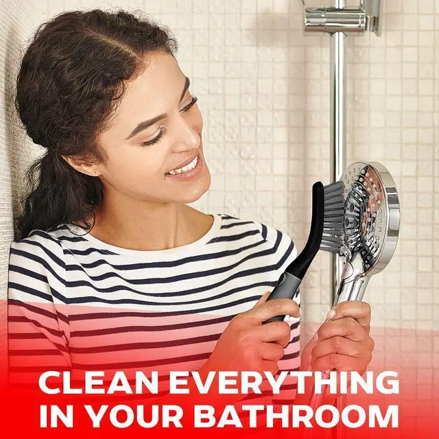 Alt view image 6 of 7 - Scrub Brush Set of 3pcs - Cleaning Shower Scrubber with Ergonomic Handle and Durable Bristles - Grout Cleaner Brush - Scrub Brushes for Cleaning Bathroom/Shower/Tile/Kitchen/Floor/Bathtub/Carpet