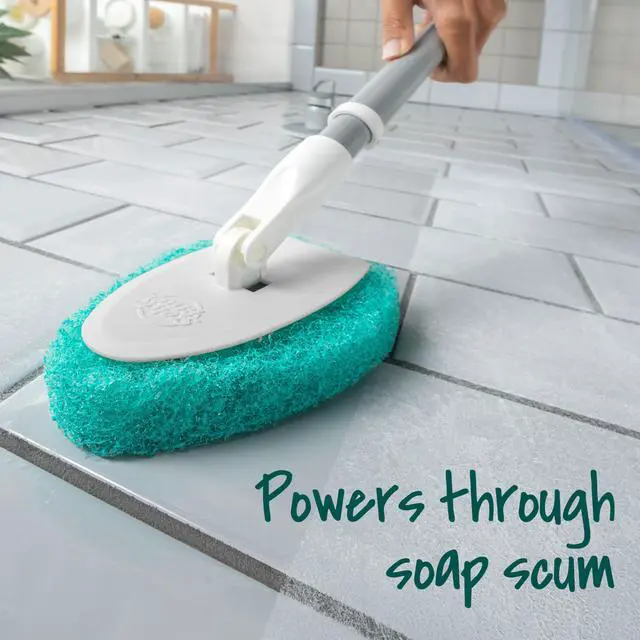Alt view image 6 of 7 - Extendable Tub & Tile Scrubber Kit, Includes 1 Handle and 3 Non-Scratch Scrubber Pads