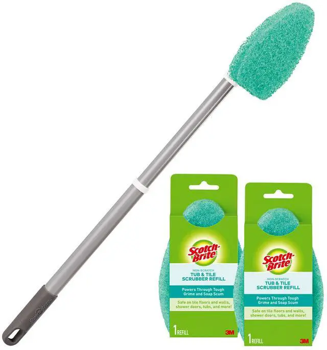 Main image of Extendable Tub & Tile Scrubber Kit, Includes 1 Handle and 3 Non-Scratch Scrubber Pads