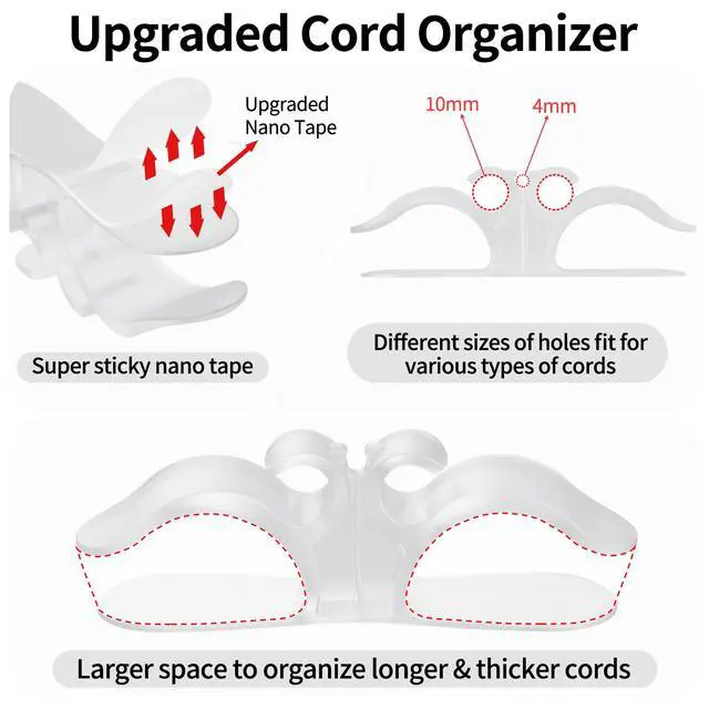 Alt view image 2 of 7 - 6PCS Clear Cord Organizer for Appliances, Kitchen Appliance Cord Organizer Stick On, Appliance Cord Holder, Cord Wrappers, Cord Winder for Pressure Cooker, Air Fryer, Blender, Coffee Maker, Toaster