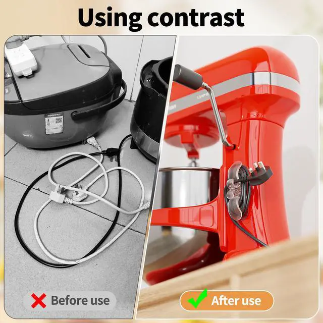 Alt view image 6 of 7 - 6PCS Clear Cord Organizer for Appliances, Kitchen Appliance Cord Organizer Stick On, Appliance Cord Holder, Cord Wrappers, Cord Winder for Pressure Cooker, Air Fryer, Blender, Coffee Maker, Toaster