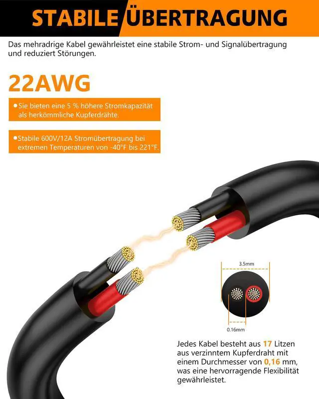 Alt view image 3 of 7 - 22 AWG 2 Conductor Electrical Wire-26.25FT Stranded PVC Oxygen-Free Copper Cable with Tinned Conductors, Flexible Low Voltage LED Lighting Cable for Automotive Wiring