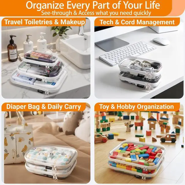 Alt view image 3 of 7 - Clear Hard Shell Organizer Cases, 3-Pack, White