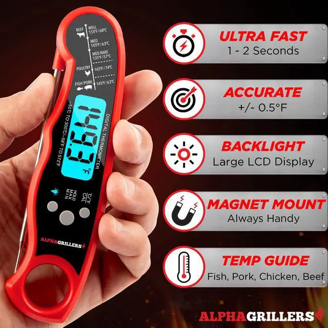 Alt view image 2 of 7 - Meat Thermometer Digital Instant Read Food Thermometer for Cooking & Grilling Professional Kitchen Fathers Day Gift for Dad Men Him Husband