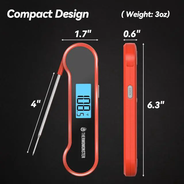 Alt view image 3 of 7 - 0.5 Sec Instant Read Meat Thermometer Digital with ±0.5 Precision, Food Thermometer for Cooking Kitchen Gadgets, Oven Grill Candy BBQ Essentials Accessories, Gifts for Him Dad Men Birthday, Red