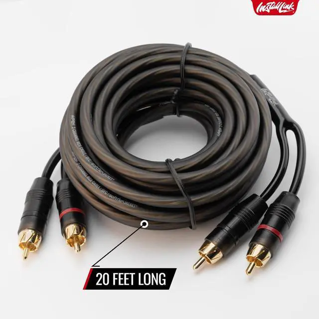 Alt view image 4 of 7 - RCA Audio Cable (20 Feet) 2-Male, Subwoofer & Stereo (OFC) | Pure OFC Copper Interconnect, 2-Channel, for Amplifier, Home Theater, Pro Studio or Car Audio, Metal Tips for Low Resistance