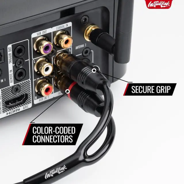 Alt view image 6 of 7 - RCA Audio Cable (20 Feet) 2-Male, Subwoofer & Stereo (OFC) | Pure OFC Copper Interconnect, 2-Channel, for Amplifier, Home Theater, Pro Studio or Car Audio, Metal Tips for Low Resistance