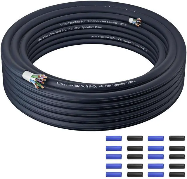 Main image of 9 Conductor Speaker Wire 20 FT, 18 Gauge CCA Stranded Cable, 18AWG 4-Channel Speaker Wire and Remote Wire for Car Audio Systems, Ultra-Flex and Easy Peel Jacket, Blue