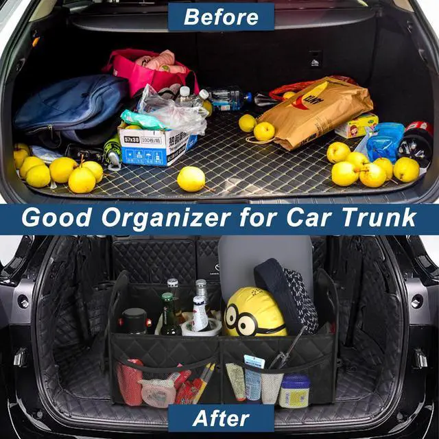 Alt view image 5 of 7 - Car Trunk Organizer for SUV, Car Organizers and Storage with Reinforced Handles, Car Accessories for Women/Men 50LWaterproof Polyester Trunk Organizer, Black
