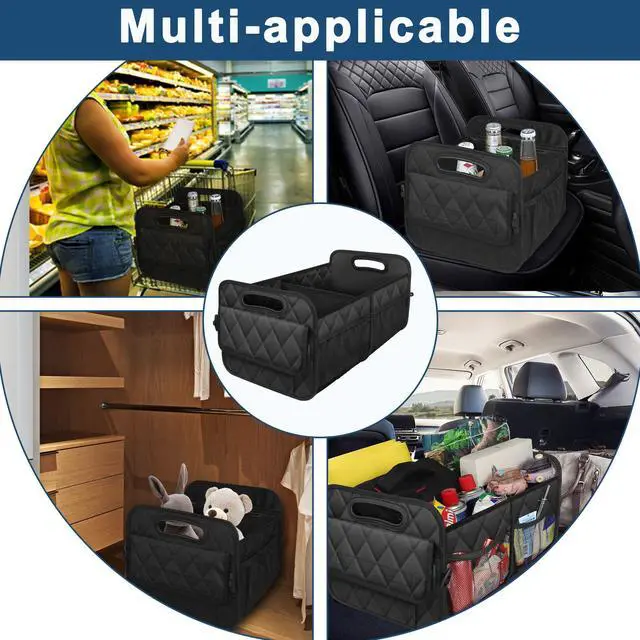 Alt view image 6 of 7 - Car Trunk Organizer for SUV, Car Organizers and Storage with Reinforced Handles, Car Accessories for Women/Men 50LWaterproof Polyester Trunk Organizer, Black