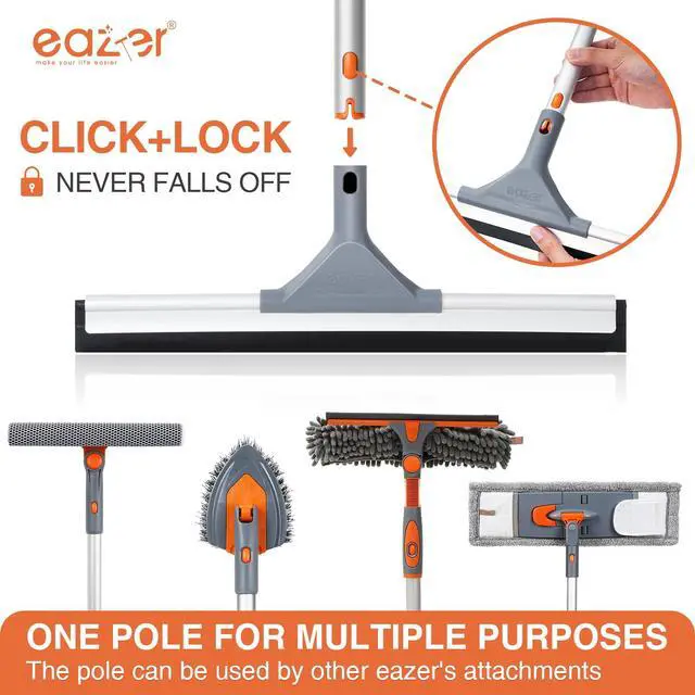 Alt view image 6 of 6 - Floor Squeegee for Floor: Heavy Duty Scrubber with Extendable 60'' Aluminum Pole and Rubber Blade for Kitchen, Swimming Pool, Concrete Floors,Shower,Tiles,Garages,Windows,Glass,Pet Hair Removal