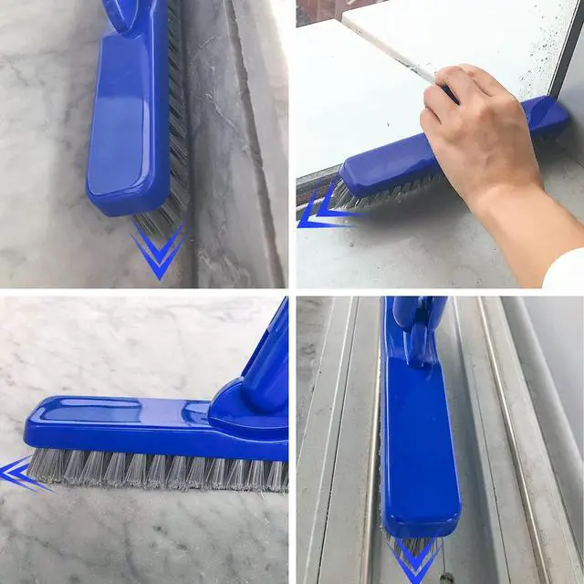 Alt view image 6 of 7 - Grout Brush with Long Adjustable Handle, Swivel Scrub Brush, V-Shape Grout Line Scrubber with Stiff Bristle for Deep Cleaning Tile Grout, Shower, Kitchen, Hard-to-Reach Corners