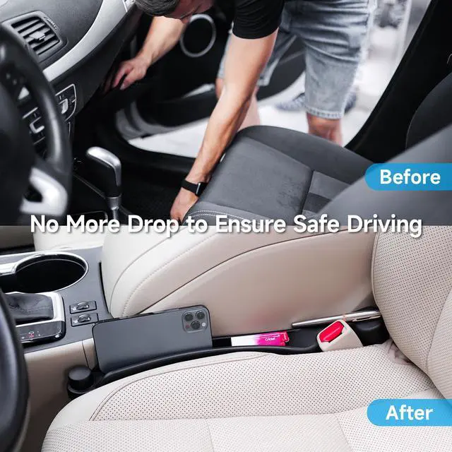 Alt view image 2 of 7 - Car Seat Gap Filler Organizer 2Pack Soft Foam 3IN1 Multifunctional