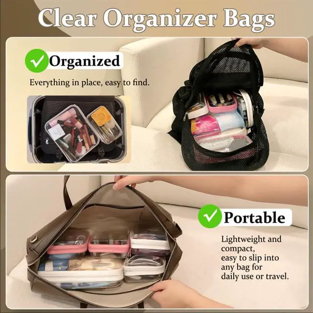 Alt view image 3 of 6 - 4 pcs Clear Zipper Pouches,Hard Shell Zipper Case, Toiletry Bag for Travel, CLear Diaper Bag, Toiletry Pouch, Travel Organizer, Cosmetic Bag,Toy Storage Bins (M+3S)