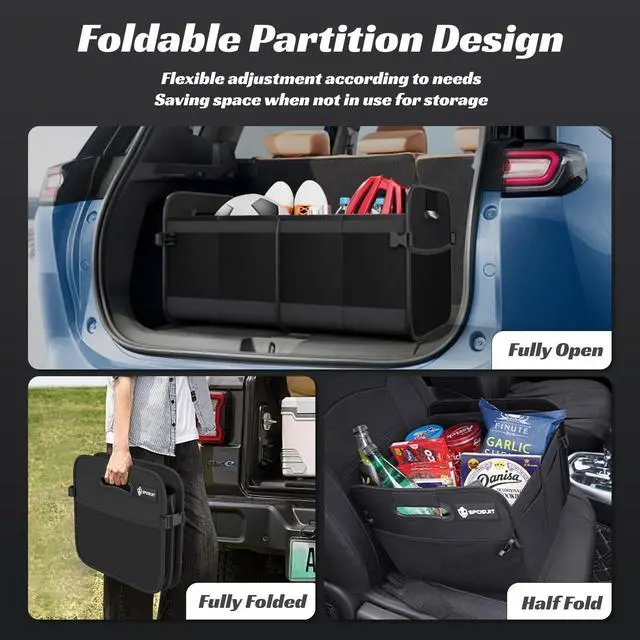 Alt view image 4 of 7 - Trunk Organizer for Car - 70L Collapsible Car Storage with 11 Pockets & Reinforced Handles, SUV Trunk Organizers for Grocery Cargo(Black)