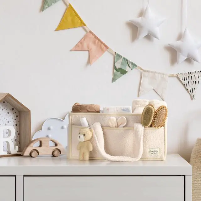 Alt view image 6 of 7 - Baby Diaper Caddy Organizer with Handle, Boy & Girl Shower Gift Basket, Portable Diaper Storage Basket Bin for Wipes, Newborn Baby Essentials Registry Search Must Haves, Car Caddy Organizer