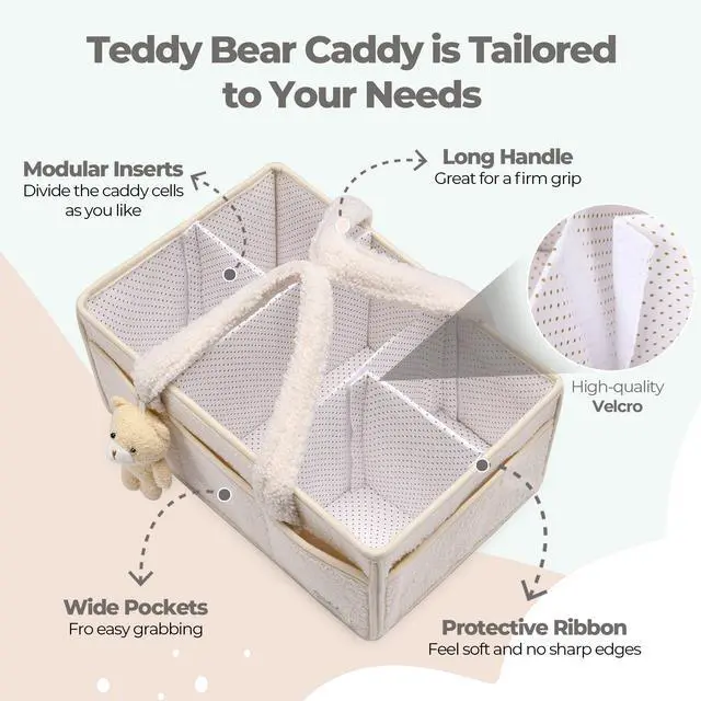Alt view image 4 of 7 - Baby Diaper Caddy Organizer with Handle, Boy & Girl Shower Gift Basket, Portable Diaper Storage Basket Bin for Wipes, Newborn Baby Essentials Registry Search Must Haves, Car Caddy Organizer