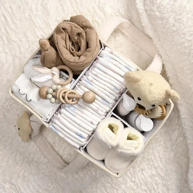 Alt view image 5 of 7 - Baby Diaper Caddy Organizer with Handle, Boy & Girl Shower Gift Basket, Portable Diaper Storage Basket Bin for Wipes, Newborn Baby Essentials Registry Search Must Haves, Car Caddy Organizer