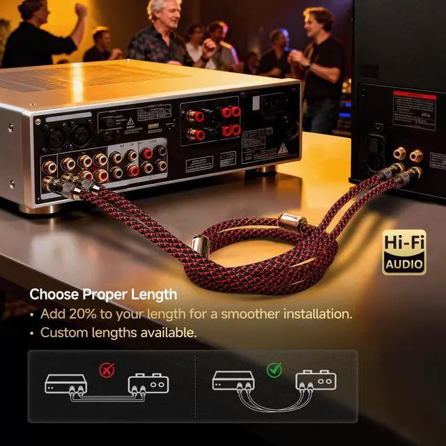 Alt view image 2 of 7 - 6.5ft Audiophile RCA Cables Shielded for HiFi Stereo Audio