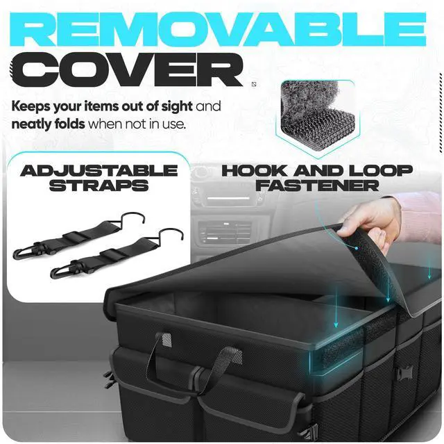Alt view image 5 of 7 - Trunk Organizer For SUV Car Trunk Organizer, Foldable Storage, Car Accessories for Women Men, Collapsible Bag, 600D Oxford, Non Slip Bottom, Straps, Soft Cover (50L)