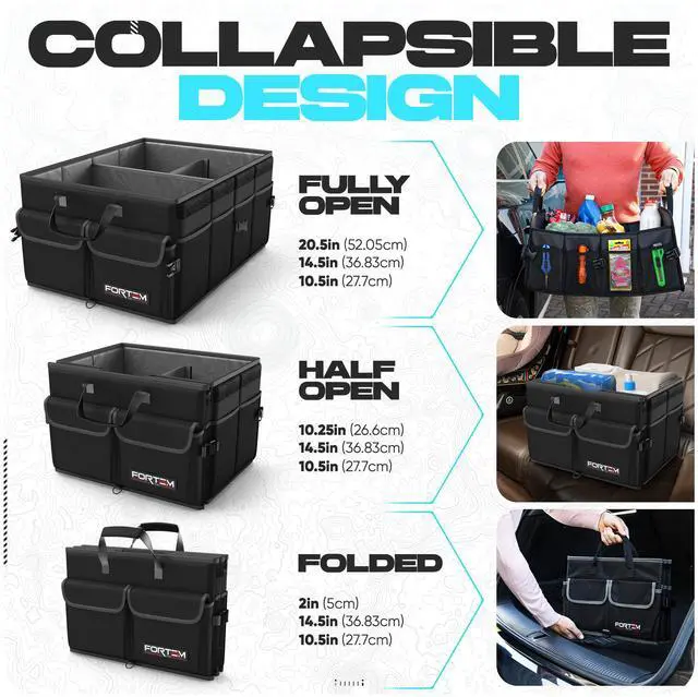 Alt view image 6 of 7 - Trunk Organizer For SUV Car Trunk Organizer, Foldable Storage, Car Accessories for Women Men, Collapsible Bag, 600D Oxford, Non Slip Bottom, Straps, Soft Cover (50L)