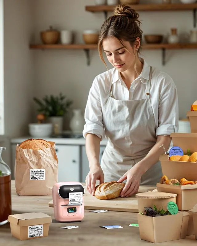 Alt view image 2 of 7 - M110 Label Maker with 3 Tapes, Bluetooth Portable Thermal Printer 2 Inch Sticker Label Printer, Easy to Use for Small Business, Home, School, Organization, APP with 6000+ Templates, Pink