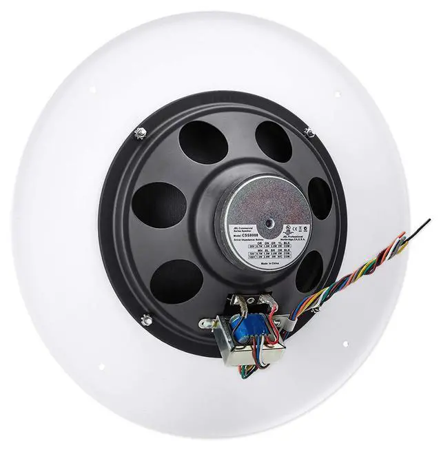 Alt view image 5 of 7 - Professional CSS8008 Commercial Series Round Ceiling Speaker, 8. 5-Watt Multi-Tap Transformer for 100V, 70V and 25V Distributed Lines. Single Speaker. White and Paintable