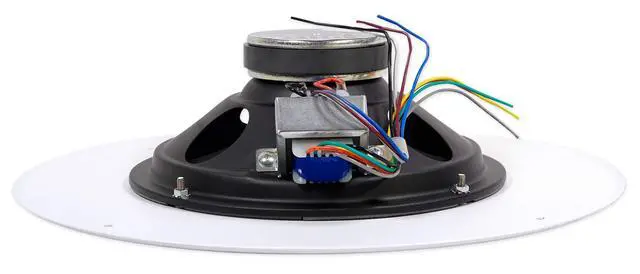 Alt view image 6 of 7 - Professional CSS8008 Commercial Series Round Ceiling Speaker, 8. 5-Watt Multi-Tap Transformer for 100V, 70V and 25V Distributed Lines. Single Speaker. White and Paintable