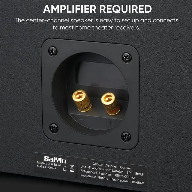 Alt view image 3 of 6 - Center Channel Speaker Dual 4-inch Woofers and Silk Tweeter | Crystal-clear Dialogue for Home Theater. 8,Passive Speakers, Wall Mount,Single