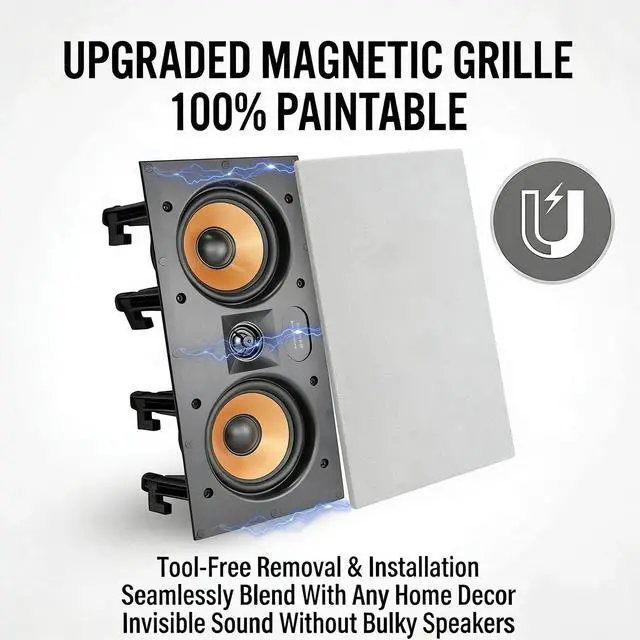 Alt view image 2 of 7 - in-Wall Center Channel Speaker, 2-Way Dual 5.25" Poly Woofers, 160W Peak, 1" Pivoting Silk Tweeter, Paintable,Home Theater Surround Sound (Single)