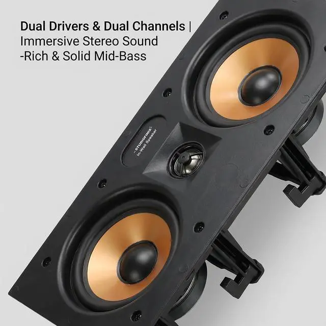 Alt view image 4 of 7 - in-Wall Center Channel Speaker, 2-Way Dual 5.25" Poly Woofers, 160W Peak, 1" Pivoting Silk Tweeter, Paintable,Home Theater Surround Sound (Single)