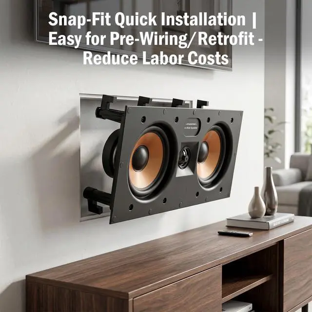 Alt view image 7 of 7 - in-Wall Center Channel Speaker, 2-Way Dual 5.25" Poly Woofers, 160W Peak, 1" Pivoting Silk Tweeter, Paintable,Home Theater Surround Sound (Single)