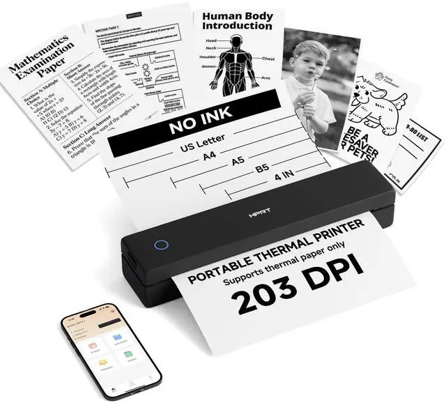 Main image of Inkless Portable Printer Wireless for Travel,Thermal Printer Supports 8.5" x 11" US Letter&A4&A5,Compatible with iOS,Android, Laptop, MT620,203 DPI,Black