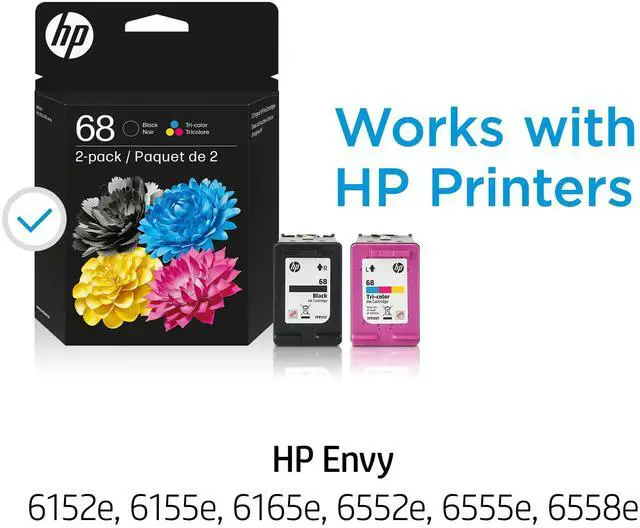Alt view image 3 of 7 - 68 Black/Tri-Color Ink Cartridges, Works Envy 6100e,6500e Series, Eligible for Instant Ink, 6L6S2TN, Packaging May Vary,2 Count (Pack of 2)