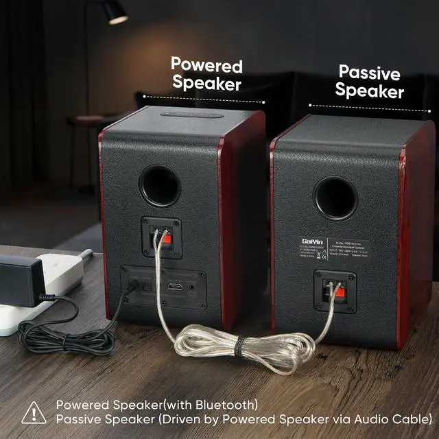 Alt view image 2 of 6 - Powered Bluetooth Bookshelf Speakers with 3.75" Woofer, 30W x 2 | Record Player Speakers with TV-ARC/Optical/Auxiliary Inputs, Turntable Speakers with Subwoofer Line Out for Home Audio