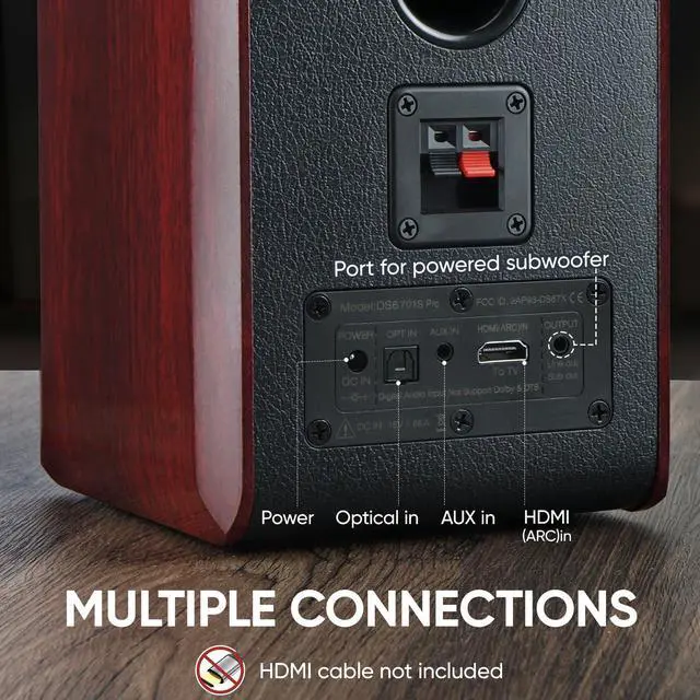 Alt view image 4 of 6 - Powered Bluetooth Bookshelf Speakers with 3.75" Woofer, 30W x 2 | Record Player Speakers with TV-ARC/Optical/Auxiliary Inputs, Turntable Speakers with Subwoofer Line Out for Home Audio