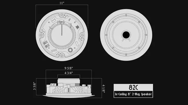Alt view image 6 of 7 - 82C Silver Ticket in-Ceiling Speaker with Pivoting Tweeter (8 Inch in-Ceiling) 1 Piece, 11 inch Overall Size