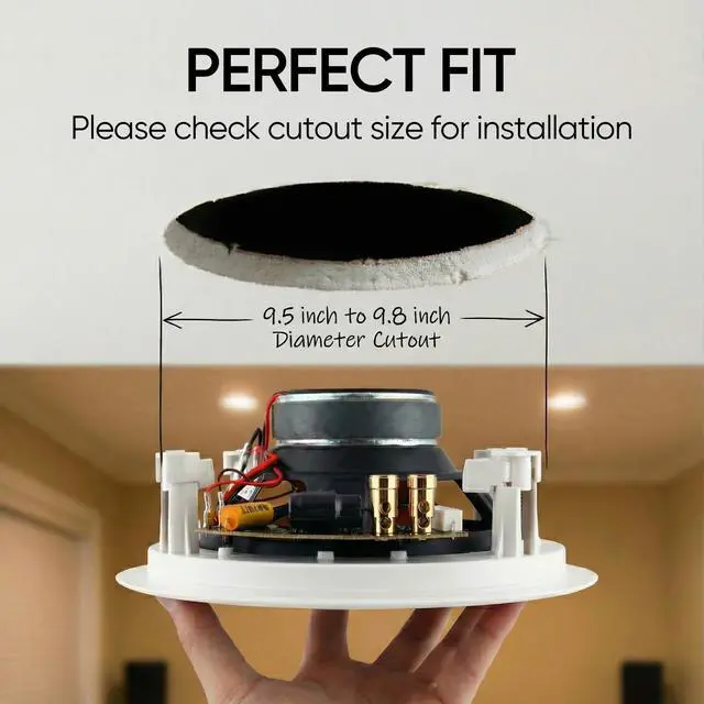 Alt view image 2 of 7 - M-8C 8-Inch 2-Way in-Ceiling Speaker, Round, Each, Paintable, White | 9.4-Inch Cutout Diameter, Whole House Audio, Home Theater, Indoor or Covered Outdoor, 8" Woofer, 1" Aimable Silk Tweeter
