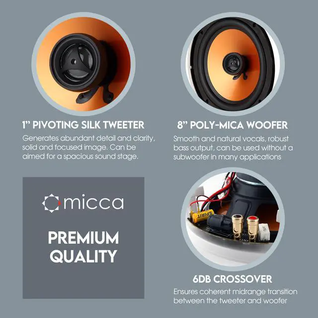 Alt view image 5 of 7 - M-8C 8-Inch 2-Way in-Ceiling Speaker, Round, Each, Paintable, White | 9.4-Inch Cutout Diameter, Whole House Audio, Home Theater, Indoor or Covered Outdoor, 8" Woofer, 1" Aimable Silk Tweeter