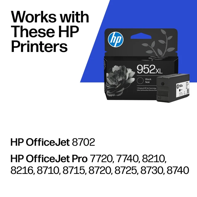 Alt view image 2 of 7 - 952XL Black High-Yield Ink Cartridge | Works with OfficeJet 8702, Pro 7720, 7740, 8210, 8710, 8720, 8730, 8740 Series | F6U19AN
