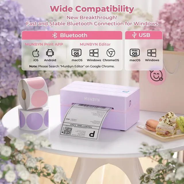 Alt view image 3 of 7 - Bluetooth Thermal Label Printer, Wireless 4x6 Shipping Label Printer | Work for Shipping Packages Small Business Office or Home, Compatible with iPhone Android iPad Windows macOS Chrome