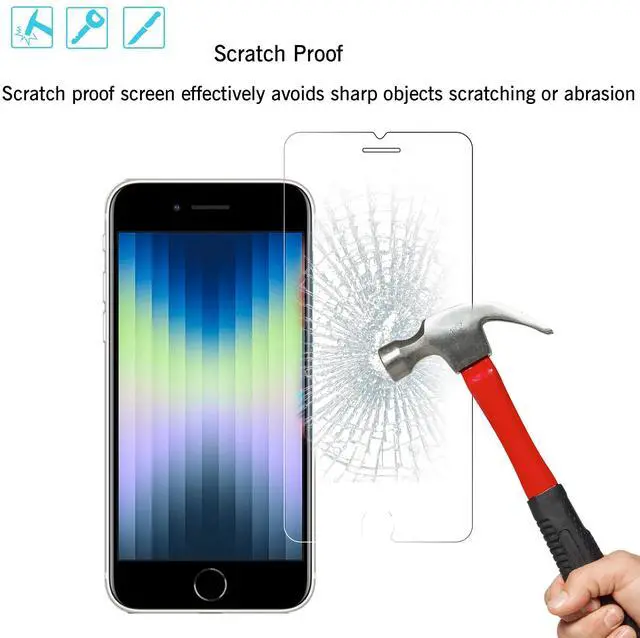 Alt view image 3 of 6 - Screen Protector for iPhone SE 2020/2022 2Pack 0.33mm 4.7 Inch Tempered Glass Case Friendly iPhone SE 2nd/3rd Generation